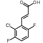 structure of CAS# 261762-48-5, (2E)-3-(2-Chloro-3,6-Difluorophenyl)Acrylic Acid;2-Chloro-3,6-difluorocinnamicacid;2-PROPENOIC ACID,3-(2-CHLORO-3,6-DIFLUOROPHENYL)-;3-(2-Chloro-3,6-difluoro-phenyl)-acrylic acid
