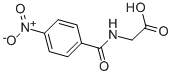 structure of CAS# 2645-07-0, 2-[(4-Nitrobenzoyl)Amino]Acetic Acid;2-[[(4-Nitrophenyl)-Oxomethyl]Amino]Acetic Acid;2-[(4-Nitrophenyl)Carbonylamino]Ethanoic Acid;4-09-00-01199 (Beilstein Handbook Reference)
