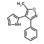 结构式 CAS# 265125-69-7, 5-甲基-3-苯基-4-(1H-吡唑-3-基)-1,2-恶唑