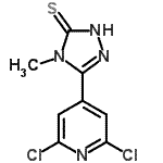 structure of CAS# 266679-15-6, 5-(2,6-Dichloro-4-Pyridinyl)-4-Methyl-2,4-Dihydro-3H-1,2,4-Triazole-3-Thione;5-(2,6-dichloro(4-pyridyl))-4-methyl-1,2,4-triazole-3-thiol;5-(2,6-di<wbr>chloro-4-<wbr>pyridyl)-<wbr>4-methyl-<wbr>4H-1,2,4-<wbr>triazole-<wbr>3-thiol;5-(2,6-Di<wbr>chloropyr<wbr>idin-4-yl<wbr>)-4-methy<wbr>l-4H-1,2,<wbr>4-triazol<wbr>e-3-thiol