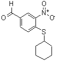structure of CAS# 270262-95-8, 4-(Cyclohexylthio)-3-Nitrobenzaldehyde;4-(CYCLOHEXYLSULFANYL)-3-NITROBENZENECARBALDEHYDE;4-(CYCLOHEXYLTHIO)-3-NITROBENZALDEHYDE