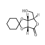 structure of CAS# 27304-20-7, (3aR,6R,6aR)-6-(hydroxymethyl)spiro[6,6a-dihydro-3aH-furo[4,3-d][1,3]dioxole-2,1'-cyclohexane]-4-one;2,3-Cyclohexylidene-D-ribonic acid γ-lactone;2,3-O-cyclohexylidene-¦Ã-D-ribonolactone;536253_ALDRICH