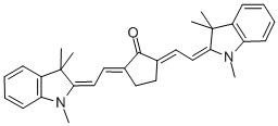 structure of CAS# 27713-85-5, 2,5-Bis[2-(1,3-Dihydro-1,3,3-Trimethyl-2H-Indol-2-Ylidene)Ethylidene]-Cyclopentanone;2,5-BIS[(E)-2-(1,3,3-TRIMETHYL-1,3-DIHYDRO-2H-INDOL-2-YLIDENE)ETHYLIDENE]CYCLOPENTANONE;2,5-BIS[2-(1,3-DIHYDRO-1,3,3-TRIMETHYL-2H-INDOL-2-YLIDENE)ETHYLIDENE]-CYCLOPENTANONE;CYCLOPENTANONE, 2,5-BIS[(1,3-DIHYDRO-1,3,3-TRIMETHYL-2H-INDOL-2-YLIDENE)ETHYLIDENE]-