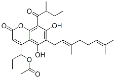 CAS#: 28319-38-2， 6-(3,7-Dimethyl-2,6-octadienyl)-5,7-dihydroxy-4-(1-hydroxypropyl)-8-(2-methylbutyryl)Coumarin 4-acetate