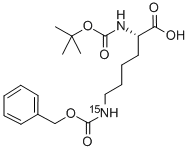 structure of CAS# 287484-38-2, N6-[(Benzyloxy)carbonyl]-N2-[(tert-butyl)oxy]carbonyl]-L-(N6-15N)lysine