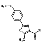 结构式 CAS# 2940-24-1, 2-(4-甲氧基苯基)-5-甲基-1,3-恶唑-4-羧酸