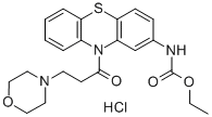 structure of CAS# 29560-58-5, Moracizine Hydrochloride;Ethyl N-[10-(3-Morpholin-4-Ylpropanoyl)Phenothiazin-2-Yl]Carbamate Hydrochloride;Ethyl N-[10-(3-Morpholinopropanoyl)Phenothiazin-2-Yl]Carbamate;Hydron;Chloride;Ethyl N-[10-(3-Morpholinopropanoyl)Phenothiazin-2-Yl]Carbamate Hydrochloride