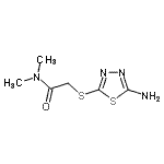 structure of CAS# 296879-33-9, 2-[(5-Amino-1,3,4-Thiadiazol-2-Yl)Sulfanyl]-N,N-Dimethylacetamide;2-(5-amino(1,3,4-thiadiazol-2-ylthio))-N,N-dimethylacetamide;2-(5-Amin<wbr>o-[1,3,4]<wbr>thiadiazo<wbr>l-2-ylsul<wbr>fanyl)-N,<wbr>N-dimethy<wbr>l-acetami<wbr>de;2-[(5-ami<wbr>no-1,3,4-<wbr>thiadiazo<wbr>l-2-yl)su<wbr>lfanyl]-N<wbr>,N-dimeth<wbr>ylacetami<wbr>de