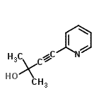 structure of CAS# 29767-97-3, 2-Methyl-4-(2-Pyridinyl)-3-Butyn-2-Ol;2-methyl-4-(2-pyridinyl)-3-butyn-2-ol;4-(2-PYRIDYL)-2-METHYL-3-BUTYN-2-OL;MFCD00168867