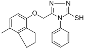 structure of CAS# 302901-16-2, 5-[[(7-Methyl-2,3-Dihydro-1H-Inden-4-Yl)Oxy]Methyl]-4-Phenyl-4H-1,2,4-Triazole-3-Thiol;5-[[(7-METHYL-2,3-DIHYDRO-1H-INDEN-4-YL)OXY]METHYL]-4-PHENYL-4H-1,2,4-TRIAZOLE-3-THIOL;5-{[(7-Methyl-2,3-Dihydro-1H-Inden-4-Yl)Oxy]Methyl}-4-Phenyl-4H-1,2,4-Triazole-3-Thi;5-[(7-Methylindan-4-Yloxy)Methyl]-4-Phenyl-4H-1,2,4-Triazole-3-Thiol