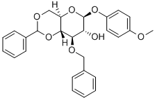 structure of CAS# 303127-81-3, 4-Methoxyphenyl 3-O-Benzyl-4,6-O-Benzylidene-beta-D-Glucopyranoside;4-METHOXYPHENYL 3-O-BENZYL-4,6-O-BENZYLIDENE-BETA-D-GLUCOPYRANOSIDE;4-Methoxyphenyl  3-O-Benzyl-4,6-O-Benzylidene-Β-D-Glucopyranoside