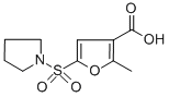 structure of CAS# 306936-43-6, 2-Methyl-5-(1-Pyrrolidinylsulfonyl)-3-Furoic Acid;2-Methyl-5-(Pyrrolidinosulphonyl)Furan-3-Carboxylic Acid 95%;2-METHYL-5-(PYRROLIDINOSULPHONYL)FURAN-3-CARBOXYLIC ACID;2-Methyl-5-(1-Pyrrolidinylsulfonyl)-3-Furoic Acid , 95%+