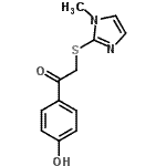 structure of CAS# 313666-46-5, 1-(4-Hydroxyphenyl)-2-[(1-Methyl-1H-Imidazol-2-Yl)Sulfanyl]Ethanone;1-(4-hydroxyphenyl)-2-(1-methylimidazol-2-ylthio)ethan-1-one;1-(4-hydr<wbr>oxyphenyl<wbr>)-2-[(1-m<wbr>ethyl-1H-<wbr>imidazol-<wbr>2-yl)thio<wbr>]ethanone;ethanone,<wbr> 1-(4-hyd<wbr>roxypheny<wbr>l)-2-[(1-<wbr>methyl-1H<wbr>-imidazol<wbr>-2-yl)thi<wbr>o]