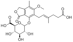 structure of CAS# 31528-44-6, Mycophenolic Acid Glucuronide;(2S,3S,4S,5R,6S)-3,4,5-Trihydroxy-6-[[5-[(E)-6-Hydroxy-3-Methyl-6-Oxo-Hex-2-Enyl]-6-Methoxy-7-Methyl-3-Oxo-1H-Isobenzofuran-4-Yl]Oxy]Tetrahydropyran-2-Carboxylic Acid;(2S,3S,4S,5R,6S)-3,4,5-Trihydroxy-6-[[5-[(E)-6-Hydroxy-3-Methyl-6-Oxohex-2-Enyl]-6-Methoxy-7-Methyl-3-Oxo-1H-Isobenzofuran-4-Yl]Oxy]-2-Tetrahydropyrancarboxylic Acid;(2S,3S,4S,5R,6S)-3,4,5-Trihydroxy-6-[[5-[(E)-6-Hydroxy-6-Keto-3-Methyl-Hex-2-Enyl]-3-Keto-6-Methoxy-7-Methyl-1H-Isobenzofuran-4-Yl]Oxy]Tetrahydropyran-2-Carboxylic Acid