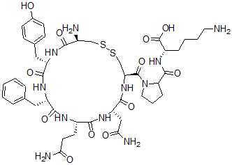 CAS#: 32472-43-8， (2S)-6-Amino-2-[[1-[(4R,7S,10S,13S,16S,19R)-19-Amino-7-(2-Amino-2-Oxoethyl)-10-(3-Amino-3-Oxopropyl)-16-[(4-Hydroxyphenyl)Methyl]-6,9,12,15,18-Pentaoxo-13-(Phenylmethyl)1,2-Dithia-5,8,11,14,17-Pentazacycloicosane-4-Carbonyl]Pyrrolidine-2-Carbonyl]Amino]Hexanoic Acid