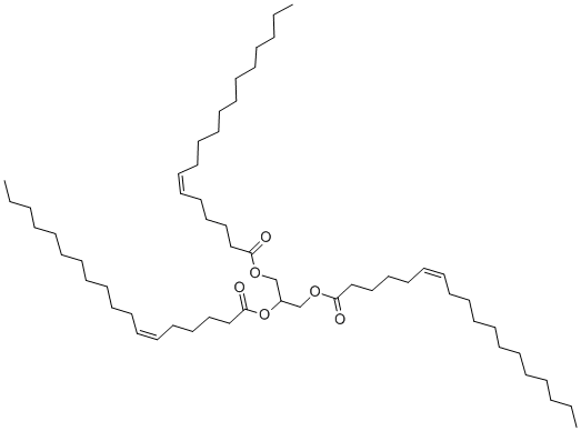 structure of CAS# 3296-43-3, 1,2,3-Tri[cis-6-Octadecenoyl]Glycerol;(Z)-Octadec-6-Enoic Acid 2,3-Bis[(Z)-1-Oxooctadec-6-Enoxy]Propyl Ester;(Z)-Octadec-6-Enoic Acid 2,3-Bis[[(Z)-Octadec-6-Enoyl]Oxy]Propyl Ester;Glycerol Cis-6-Octadecenoate