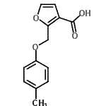structure of CAS# 331670-04-3, 2-[(4-Methylphenoxy)Methyl]-3-Furoic Acid;2-[(4-methylphenoxy)methyl]furan-3-carboxylic acid;2-p-Tolyloxymethyl-furan-3-carboxylic acid;3-furancarboxylic acid, 2-[(4-methylphenoxy)methyl]