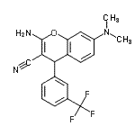 structure of CAS# 331859-86-0, 2-Amino-7-(Dimethylamino)-4-[3-(Trifluoromethyl)Phenyl]-4H-Chromene-3-Carbonitrile;2-Amino-3<wbr>-cyano-7-<wbr>dimethyla<wbr>mino-4-(3<wbr>-trifluor<wbr>omethylph<wbr>enyl)-4H-<wbr>chromene;2-amino-7<wbr>-(dimethy<wbr>lamino)-4<wbr>-[3-(trif<wbr>luorometh<wbr>yl)phenyl<wbr>]-4H-chro<wbr>mene-3-ca<wbr>rbonitrile;94G6