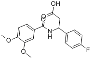 structure of CAS# 332052-63-8, 3-(3,4-Dimethoxy-Benzoylamino)-3-(4-Fluoro-Phenyl)-Propionic Acid;(3S)-3-[[(3,4-Dimethoxyphenyl)-Oxomethyl]Amino]-3-(4-Fluorophenyl)Propanoate;(3S)-3-[(3,4-Dimethoxybenzoyl)Amino]-3-(4-Fluorophenyl)Propionate;(3S)-3-[(3,4-Dimethoxyphenyl)Carbonylamino]-3-(4-Fluorophenyl)Propanoate