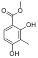 structure of CAS# 33662-58-7, Methyl 2,4-Dihydroxy-3-Methylbenzoate;Methyl 2,4-Dihydroxy-3-Methyl-Benzoate;2,4-Dihydroxy-3-Methylbenzoic Acid Methyl Ester;2,4-Dihydroxy-3-Methyl-Benzoic Acid Methyl Ester