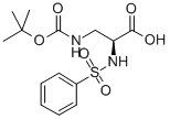 structure of CAS# 342888-28-2, (S)-Boc-3-Amino-2-(Phenylsulfonylamino)-Propionic Acid;(S)-BOC-3-AMINO-2-(PHENYLSULFONYLAMINO)-PROPIONIC ACID;BOC-(S)-3-AMINO-2-(PHENYLSULFONYLAMINO)-PROPIONIC ACID
