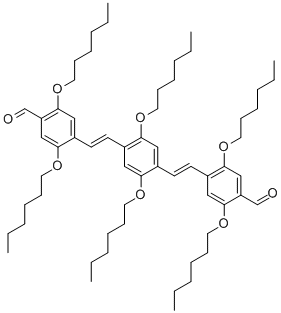 structure of CAS# 349095-04-1, 2,5-Bis(Hexyloxy)-1,4-Bis((2,5-Bis(Hexyloxy)-4-Formyl-Phenylenevinylene)Benzene