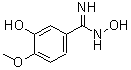 structure of CAS# 352330-51-9, N,3-Dihydroxy-4-Methoxybenzenecarboximidamide;5-(amino(hydroxyimino)methyl)-2-methoxyphenol;Benzamidine, 3,N-dihydroxy-4-methoxy-;N',3-dihydroxy-4-methoxybenzenecarboximidamide