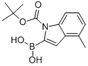 结构式 CAS# 352359-21-8, 2-硼酸基-4-甲基-1H-吲哚-1-羧酸叔丁酯