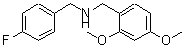 structure of CAS# 355815-27-9, (2,4-Dimethoxy-Benzyl)-(4-Fluoro-Benzyl)-Amine;N-(2,4-DIMETHOXYBENZYL)-N-(4-FLUOROBENZYL)AMINE;(2,4-DIMETHOXY-BENZYL)-(4-FLUORO-BENZYL)-AMINE
