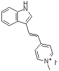 structure of CAS# 36098-33-6, 4-[(E)-2-(1H-Indol-3-Yl)Vinyl]-1-Methylpyridinium Iodide;(E)-4-(2-(1H-indol-3-yl)vinyl)-1-methylpyridin-1-ium iodide;4-[(E)-2-(Indol-3-yl)ethenyl]-N-methylpyridinium iodide;F16