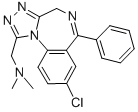 structure of CAS# 37115-32-5, Adinazolam;1-(8-Chloro-6-Phenyl-4H-[1,2,4]Triazolo[4,5-A][1,4]Benzodiazepin-1-Yl)-N,N-Dimethyl-Methanamine;(8-Chloro-6-Phenyl-4H-[1,2,4]Triazolo[4,5-A][1,4]Benzodiazepin-1-Yl)Methyl-Dimethyl-Amine;Pdsp2_000520