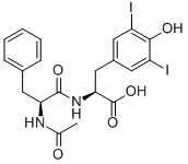 structure of CAS# 3786-08-1, N-Acetyl-L-Phenylalanyl-3,5-Diiodo-L-Tyrosine;2-[(2-Acetamido-3-Phenyl-Propanoyl)Amino]-3-(4-Hydroxy-3,5-Diiodo-Phenyl)Propanoic Acid;2-[(2-Acetamido-1-Oxo-3-Phenylpropyl)Amino]-3-(4-Hydroxy-3,5-Diiodophenyl)Propanoic Acid;2-[(2-Acetamido-3-Phenyl-Propanoyl)Amino]-3-(4-Hydroxy-3,5-Diiodo-Phenyl)Propionic Acid