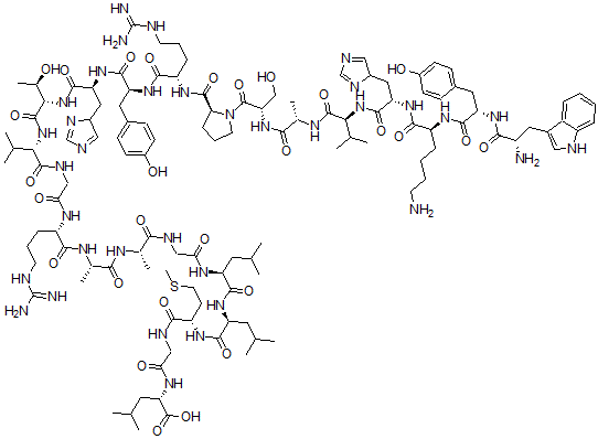 结构式 CAS# 383415-79-0, 色氨酰-酪氨酰-赖氨酰-组氨酰-缬氨酰-丙氨酰-丝氨酰-脯氨酰-精氨酰-酪氨酰-组氨酰-苏氨酰-缬氨酰-甘氨酰-精氨酰-丙氨酰-丙氨酰-甘氨酰-亮氨酰-亮氨酰-蛋氨酰-甘氨酰-亮氨酸