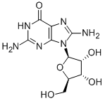 structure of CAS# 3868-32-4, 8-Aminoguanosine;2,8-Diamino-9-[3,4-Dihydroxy-5-(Hydroxymethyl)Tetrahydrofuran-2-Yl]-3H-Purin-6-One;2,8-Diamino-9-[3,4-Dihydroxy-5-(Hydroxymethyl)-2-Tetrahydrofuranyl]-3H-Purin-6-One;2,8-Diamino-9-(3,4-Dihydroxy-5-Methylol-Tetrahydrofuran-2-Yl)-3H-Purin-6-One