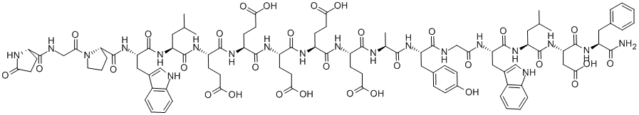 结构式 CAS# 39024-57-2, 焦谷氨酰-甘氨酰-脯氨酰-色氨酰-亮氨酰-谷氨酰-谷氨酰-谷氨酰-谷氨酰-谷氨酰-丙氨酰-酪氨酰-甘氨酰-色氨酰-亮氨酰-天冬氨酰-苯丙氨酰胺