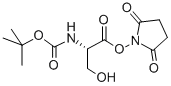 结构式 CAS# 39747-65-4, N-[(1,1-二甲基乙氧基)羰基]-L-丝氨酸 2,5-二氧代-1-吡咯烷基酯