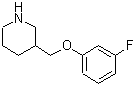 structure of CAS# 405090-68-8, 3-[(3-Fluorophenoxy)Methyl]Piperidine;3-((3-fluorophenoxy)methyl)piperidine;3-(3-Fluoro-phenoxymethyl)-piperidine;3-[(3-Fluorophenoxy)methyl]piperidine