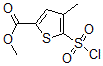 structure of CAS# 423768-46-1, 5-(Chlorosulfonyl)-4-Methyl-2-Thiophenecarboxylic Acid Methyl Ester;Methyl 5-(Chlorosulphonyl)-4-Methyl-2-Thiophenecarboxylate;METHYL 5-(CHLOROSULFONYL)-4-METHYL-2-THIOPHENECARBOXYLATE