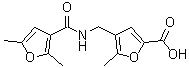 structure of CAS# 430448-79-6, 4-{[(2,5-Dimethyl-3-Furoyl)Amino]Methyl}-5-Methyl-2-Furoic Acid;4-((2,5-d<wbr>imethylfu<wbr>ran-3-car<wbr>boxamido)<wbr>methyl)-5<wbr>-methylfu<wbr>ran-2-car<wbr>boxylic a<wbr>cid;4-([(2,5-<wbr>DIMETHYL-<wbr>FURAN-3-C<wbr>ARBONYL)-<wbr>AMINO]-ME<wbr>THYL)-5-M<wbr>ETHYL-FUR<wbr>AN-2-CARB<wbr>OXYLIC AC<wbr>ID;4-{[(2,5-<wbr>dimethyl(<wbr>3-furyl))<wbr>carbonyla<wbr>mino]meth<wbr>yl}-5-met<wbr>hylfuran-<wbr>2-carboxy<wbr>lic ac id