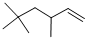 structure of CAS# 4316-65-8, 3,5,5-Trimethyl-1-Hexene;1-Hexene, 3,5,5-Trimethyl-;Inchi=1/C9h18/C1-6-8(2)7-9(3,4)5/H6,8H,1,7H2,2-5H;3,5,5-Trimethyl-1-Hexene