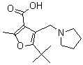 结构式 CAS# 435341-86-9, 5-叔丁基-2-甲基-4-(1-吡咯烷基甲基)-3-呋喃羧酸