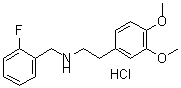 structure of CAS# 435345-24-7, N-[(2-Fluorophenyl)Methyl]-3,4-Dimethoxy-Benzeneethanamine Hydrochloride;2-(3,4-Dimethoxyphenyl)Ethyl-[(2-Fluorophenyl)Methyl]Ammonium;2-(3,4-Dimethoxyphenyl)Ethyl-(2-Fluorobenzyl)Ammonium;Zinc02380278