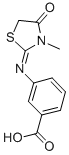 structure of CAS# 436811-29-9, 3-(3-Methyl-4-Oxo-Thiazolidin-2-Ylideneamino)-Benzoic Acid;3-[(3-Methyl-4-Oxo-Thiazolidin-2-Ylidene)Amino]Benzoate;3-[(3-Methyl-4-Oxo-2-Thiazolidinylidene)Amino]Benzoate;3-[(4-Keto-3-Methyl-Thiazolidin-2-Ylidene)Amino]Benzoate