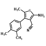 structure of CAS# 438219-18-2, 2-Amino-4-(3,4-Dimethylphenyl)-5-Methyl-3-Thiophenecarbonitrile;MFCD02854878;ZINC00034143