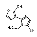 structure of CAS# 438230-35-4, 4-Ethyl-5-(2-Methyl-3-Furyl)-4H-1,2,4-Triazole-3-Thiol;4-ethyl-3<wbr>-(2-methy<wbr>lfuran-3-<wbr>yl)-1H-1,<wbr>2,4-triaz<wbr>ole-5(4H)<wbr>-thione;4-ethyl-5-(2-methyl(3-furyl))-1,2,4-triazole-3-thiol;4-ethyl-5-(2-methylfuran-3-yl)-4H-[1,2,4]TRIAZOLE-3-thiol