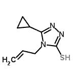 structure of CAS# 443917-88-2, 4-Allyl-5-Cyclopropyl-4H-1,2,4-Triazole-3-Thiol;3-cyclopropyl-4-prop-2-enyl-1,2,4-triazoline-5-thione;5-cyclopr<wbr>opyl-4-(p<wbr>rop-2-en-<wbr>1-yl)-2,4<wbr>-dihydro-<wbr>3H-1,2,4-<wbr>triazole-<wbr>3-thione;5-cyclopropyl-4-(prop-2-en-1-yl)-4H-1,2,4-triazole-3-thiol
