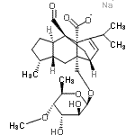 structure of CAS# 463356-00-5, Sodium (1R,2S,4R,5R,8R,9S,11R)-2-{[(6-Deoxy-4-O-Methyl-beta-D-Altropyranosyl)Oxy]Methyl}-9-Formyl-13-Isopropyl-5-Methyltetracyclo[7.4.0.0<Sup>2,11</Sup>.0<Sup>4,8</Sup>]Tridec-12-Ene-1-Carboxylate;Sordarin sodium salt;S1442_SIGMA