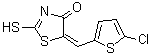 结构式 CAS# 470713-29-2, (5E)-5-[(5-氯-2-噻吩基)亚甲基]-2-硫基-1,3-噻唑-4(5H)-酮