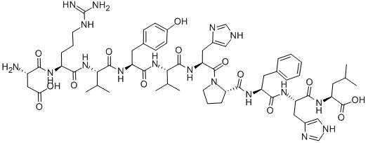 structure of CAS# 484-43-5, Asp-Arg-Val-Tyr-Val-His-Pro-Phe-His-Leu;(2S)-2-[[(2S)-2-[[(2S)-2-[[(2S)-2-[[(2S)-2-[[(2S)-2-[[(2S)-1-[(2S)-2-[[(2S)-2-[[(2S)-2-Amino-4-Methyl-Pentanoyl]Amino]-3-(3H-Imidazol-4-Yl)Propanoyl]Amino]-3-Phenyl-Propanoyl]Pyrrolidine-2-Carbonyl]Amino]-3-(3H-Imidazol-4-Yl)Propanoyl]Amino]-3-Methyl-Butanoyl]Amino]-3-(4-Hydroxyphenyl)Propanoyl]Amino]-3-Methyl-Butanoyl]Amino]-5-Guanidino-Pentanoyl]Amino]Butanedioic Acid;(2S)-2-[[(2S)-2-[[(2S)-2-[[(2S)-2-[[(2S)-2-[[(2S)-2-[[[(2S)-1-[(2S)-2-[[(2S)-2-[[(2S)-2-Amino-4-Methyl-1-Oxopentyl]Amino]-3-(3H-Imidazol-4-Yl)-1-Oxopropyl]Amino]-1-Oxo-3-Phenylpropyl]-2-Pyrrolidinyl]-Oxomethyl]Amino]-3-(3H-Imidazol-4-Yl)-1-Oxopropyl]Amino]-3-Methyl-1-Oxobutyl]Amino]-3-(4-Hydroxyphenyl)-1-Oxopropyl]Amino]-3-Methyl-1-Oxobutyl]Amino]-5-Guanidino-1-Oxopentyl]Amino]Butanedioic Acid;(2S)-2-[[(2S)-2-[[(2S)-2-[[(2S)-2-[[(2S)-2-[[(2S)-2-[[(2S)-1-[(2S)-2-[[(2S)-2-[[(2S)-2-Amino-4-Methyl-Pentanoyl]Amino]-3-(3H-Imidazol-4-Yl)Propanoyl]Amino]-3-Phenyl-Propanoyl]Pyrrolidine-2-Carbonyl]Amino]-3-(3H-Imidazol-4-Yl)Propanoyl]Amino]-3-Methyl-Butanoyl]Amino]-3-(4-Hydroxyphenyl)Propanoyl]Amino]-3-Methyl-Butanoyl]Amino]-5-Guanidino-Pentanoyl]Amino]Succinic Acid