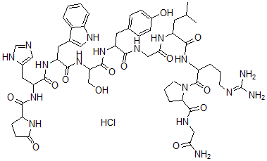 structure of CAS# 51952-41-1, Luteinizing Hormone-Releasing Factor (Swine), Hydrochloride;N-[2-[[2-[[2-[[2-[[2-[[1-[[1-[2-[(2-Amino-2-Oxo-Ethyl)Carbamoyl]Pyrrolidine-1-Carbonyl]-4-Guanidino-Butyl]Carbamoyl]-3-Methyl-Butyl]Amino]-2-Oxo-Ethyl]Amino]-1-[(4-Hydroxyphenyl)Methyl]-2-Oxo-Ethyl]Amino]-1-(Hydroxymethyl)-2-Oxo-Ethyl]Amino]-1-(1H-Indol-3-Ylmethyl)-2-Oxo-Ethyl]Amino]-1-(3H-Imidazol-4-Ylmethyl)-2-Oxo-Ethyl]-5-Oxo-Pyrrolidine-2-Carboxamide Hydrochloride;N-[2-[[2-[[2-[[2-[[2-[[1-[[[1-[[2-[[(2-Amino-2-Oxoethyl)Amino]-Oxomethyl]-1-Pyrrolidinyl]-Oxomethyl]-4-Guanidinobutyl]Amino]-Oxomethyl]-3-Methylbutyl]Amino]-2-Oxoethyl]Amino]-1-[(4-Hydroxyphenyl)Methyl]-2-Oxoethyl]Amino]-1-(Hydroxymethyl)-2-Oxoethyl]Amino]-1-(1H-Indol-3-Ylmethyl)-2-Oxoethyl]Amino]-1-(3H-Imidazol-4-Ylmethyl)-2-Oxoethyl]-5-Oxo-2-Pyrrolidinecarboxamide Hydrochloride;N-[2-[[2-[[2-[[2-[[2-[[1-[[1-[2-[(2-Amino-2-Keto-Ethyl)Carbamoyl]Pyrrolidine-1-Carbonyl]-4-Guanidino-Butyl]Carbamoyl]-3-Methyl-Butyl]Amino]-2-Keto-Ethyl]Amino]-1-(4-Hydroxybenzyl)-2-Keto-Ethyl]Amino]-2-Keto-1-Methylol-Ethyl]Amino]-1-(1H-Indol-3-Ylmethyl)-2-Keto-Ethyl]Amino]-1-(3H-Imidazol-4-Ylmethyl)-2-Keto-Ethyl]-5-Keto-Pyrrolidine-2-Carboxamide Hydrochloride